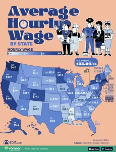 Infographic: The Average Hourly Wage by U.S. State
