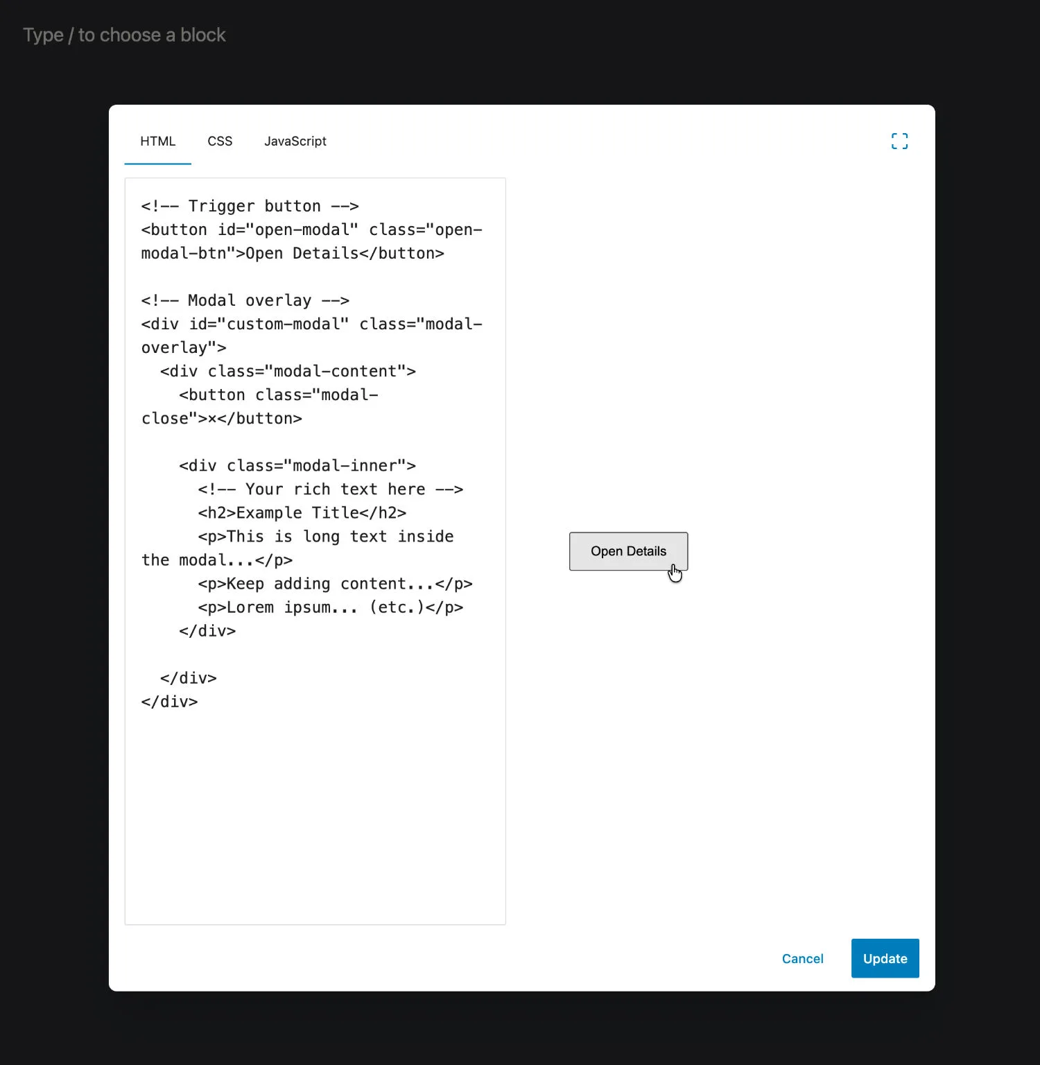 New HTML Block Brings CodePen Experience to Gutenberg