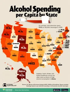 Infographic: Alcohol Spending Per Capita, by U.S. State
